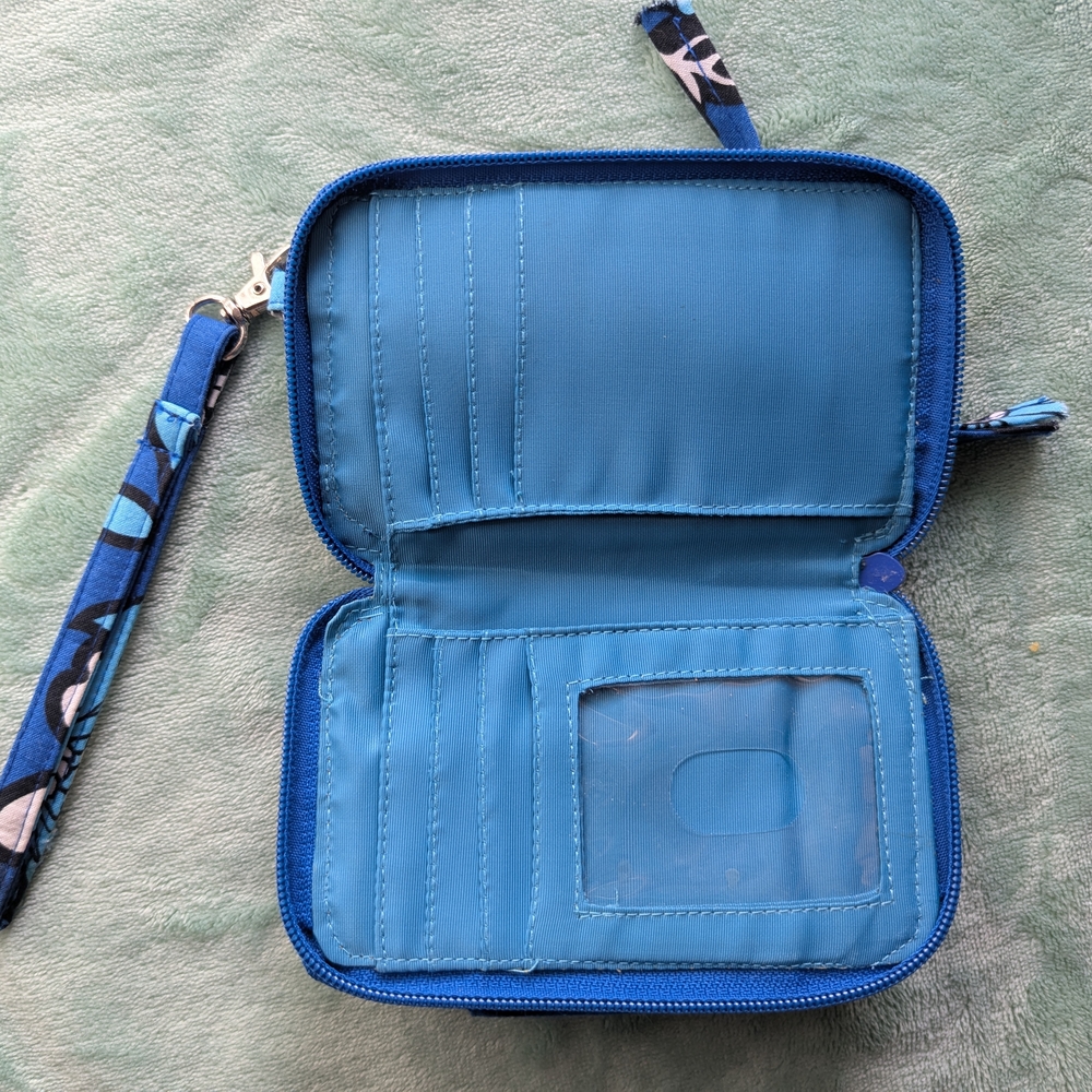 Vera Bradley Blue and Black Floral Quilted Wallet - Picture 4 of 5